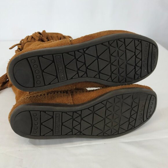 MINNETONKA ~ WOMENS 7 ~ TAN LEATHER SUEDE MOCCASIN BOOTS - Picture 7 of 9